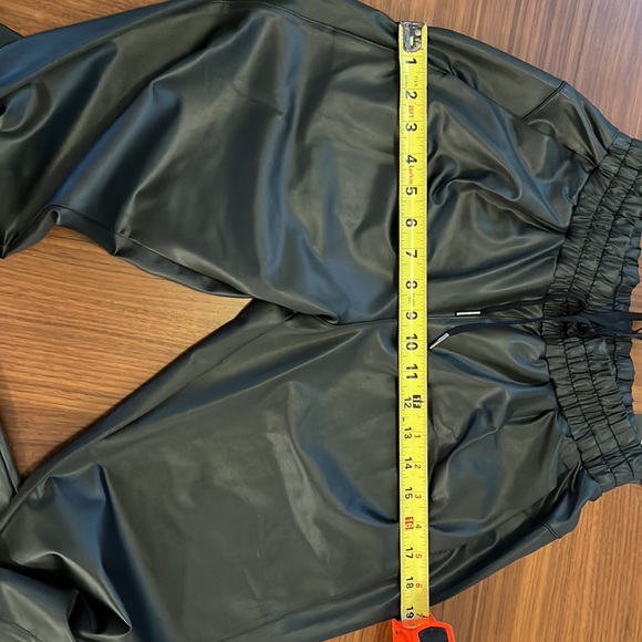 Casual Joggers black shiny stretch fabric high waisted drawstring size S - Picture 10 of 10